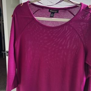BYdesign fuchsia blouse with gold buttons